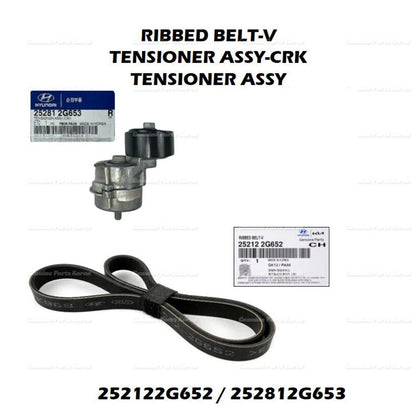 Genuine Serpentine Belt and Tensioners 2P 1set for Hyundai Kia Sonata Optima