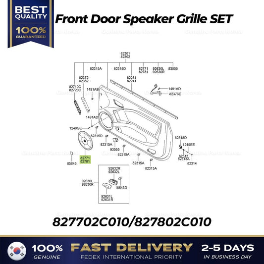 ⭐Genuine⭐ Front Door Speaker Grille SET 827702C010 827802C010 for Tiburon