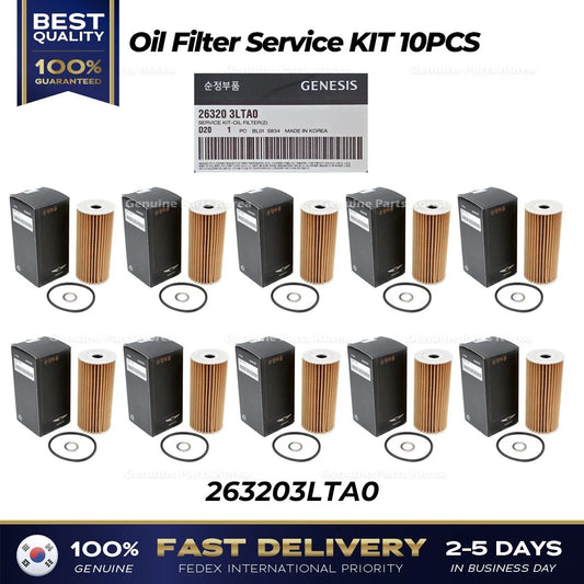 ⭐Genuine⭐ Oil Filter Service KIT 10PCS 263203LTA0 for Hyundai Genesis Kia K900