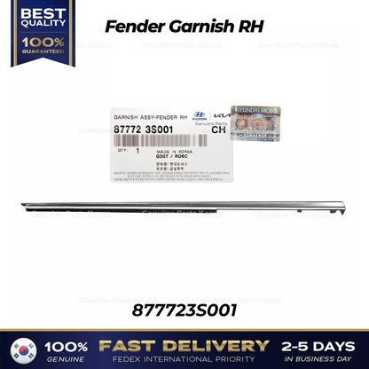 Genuine Fender Garnish RH 877723S001 for Hyundai Sonata