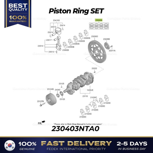 ⭐Genuine⭐ Piston Ring SET 230403NTA0 for Hyundai Genesis G80 GV70
