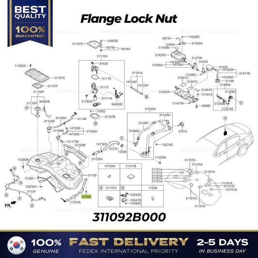 ⭐Genuine⭐ Flange Lock Nut 311092B000 for Hyundai Genesis Kia