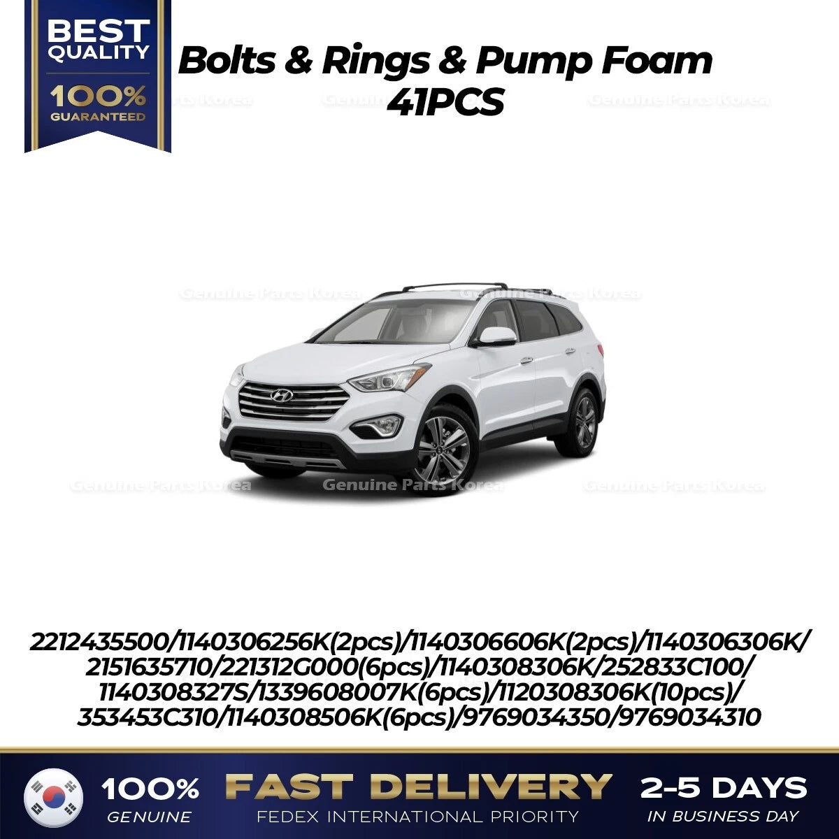 ⭐Genuine⭐ Bolts & Rings & Pump Foam 41PCS for Hyundai Grand Santa Fe