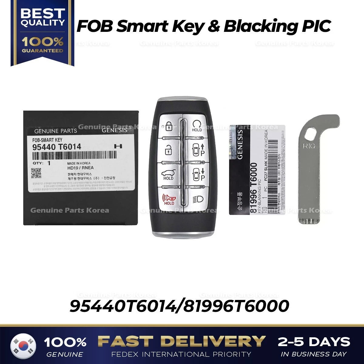 ⭐Genuine⭐ FOB Smart Key & Blacking PIC 95440T6014 for Hyundai Genesis GV80