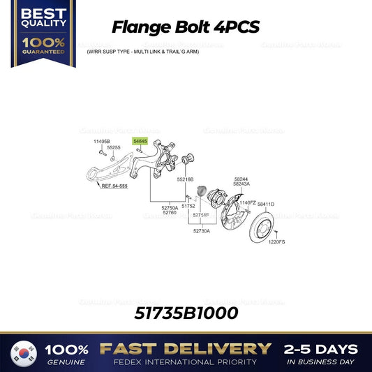 ⭐Genuine⭐ Flange Bolt 4PCS 51735B1000 for Hyundai Genesis Kia