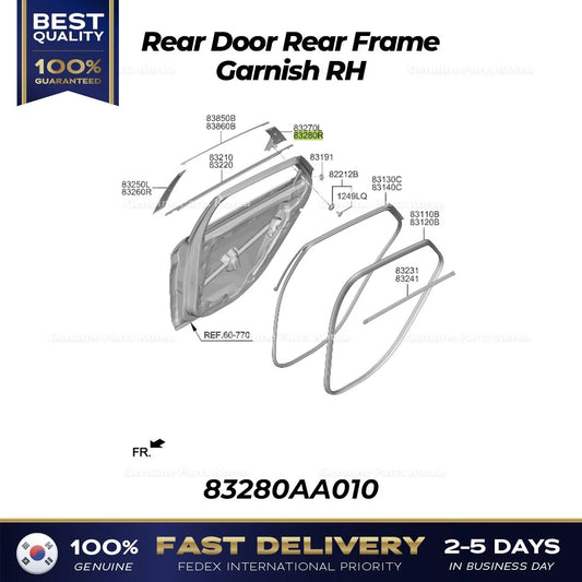 ⭐Genuine⭐ Rear Door Rear Frame Garnish RH 83280AA010 for Hyundai Elantra