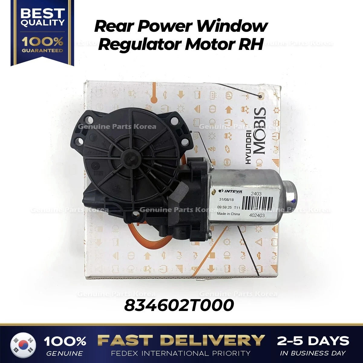 ⭐Genuine⭐ Rear Power Window Regulator Motor RH 834602T000 for Kia Optima