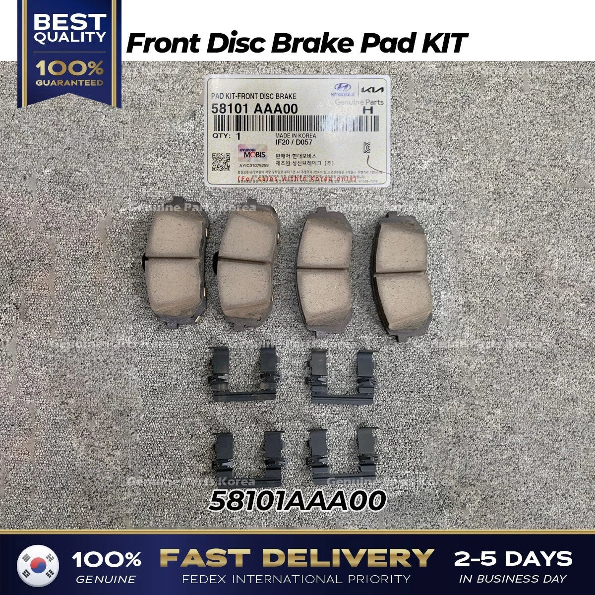 ⭐Genuine⭐ Front Disc Brake Pad KIT 58101AAA00 for Hyundai Elantra