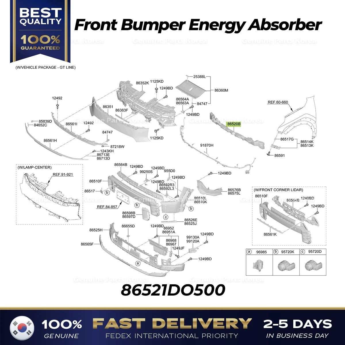 ⭐Genuine⭐ Front Bumper Energy Absorber 86521DO500 for Kia EV9