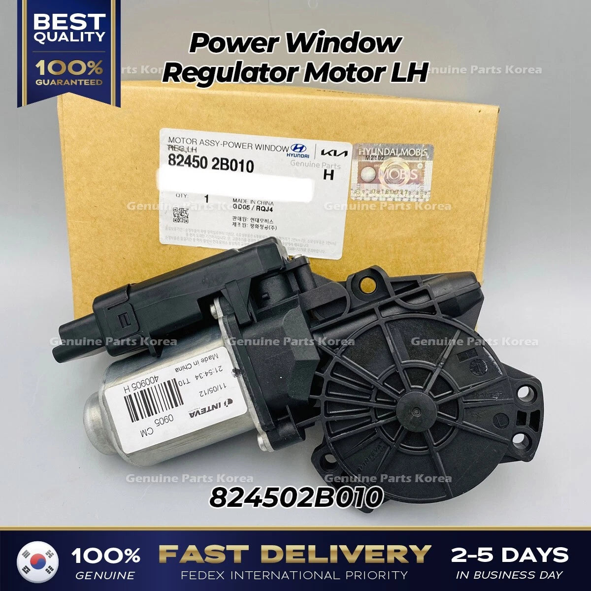 ⭐Genuine⭐ Power Window Regulator Motor LH 824502B010 for Hyundai Santa Fe