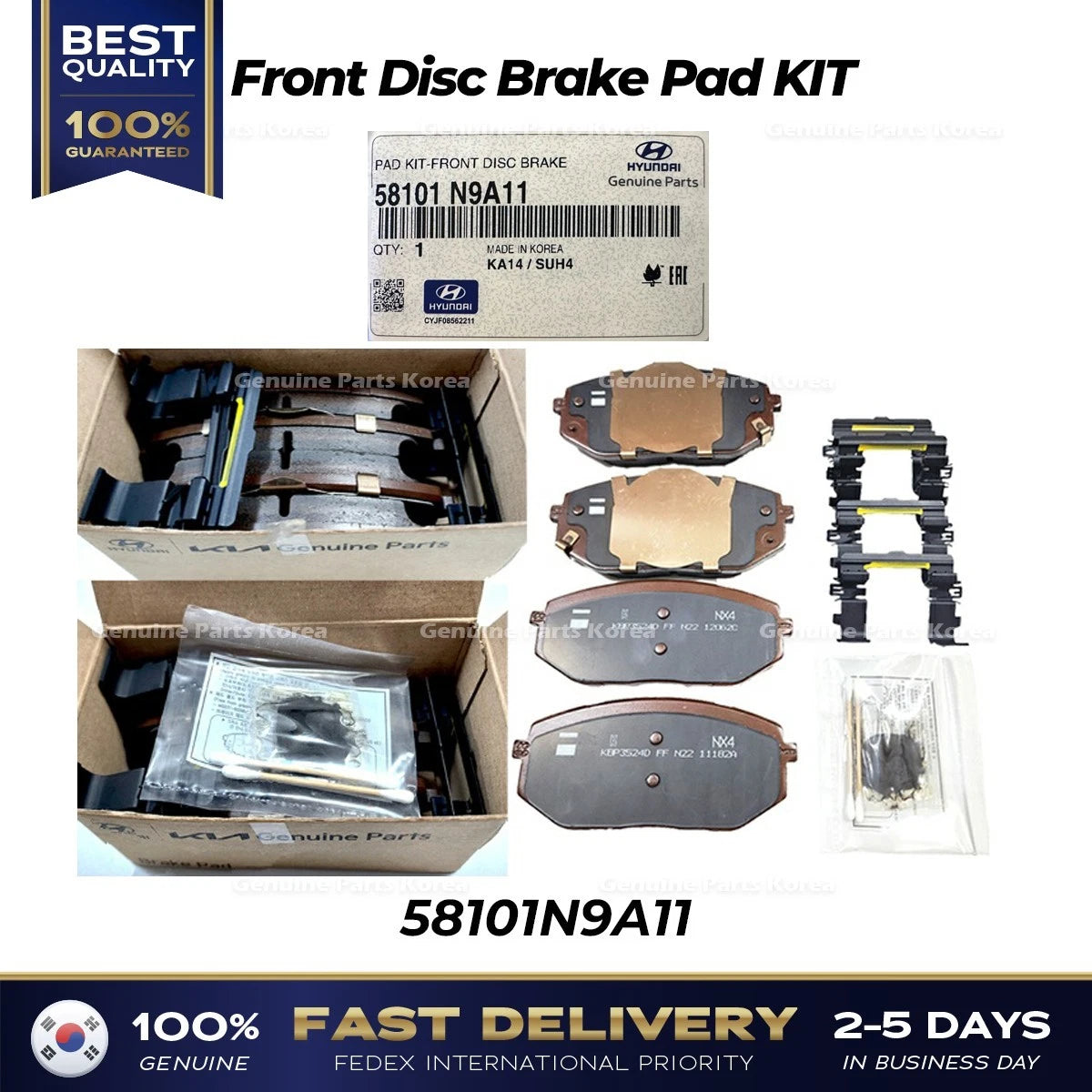 ⭐Genuine⭐ Front Disc Brake Pad KIT 58101N9A11 for Hyundai Tucson Kia Sportage