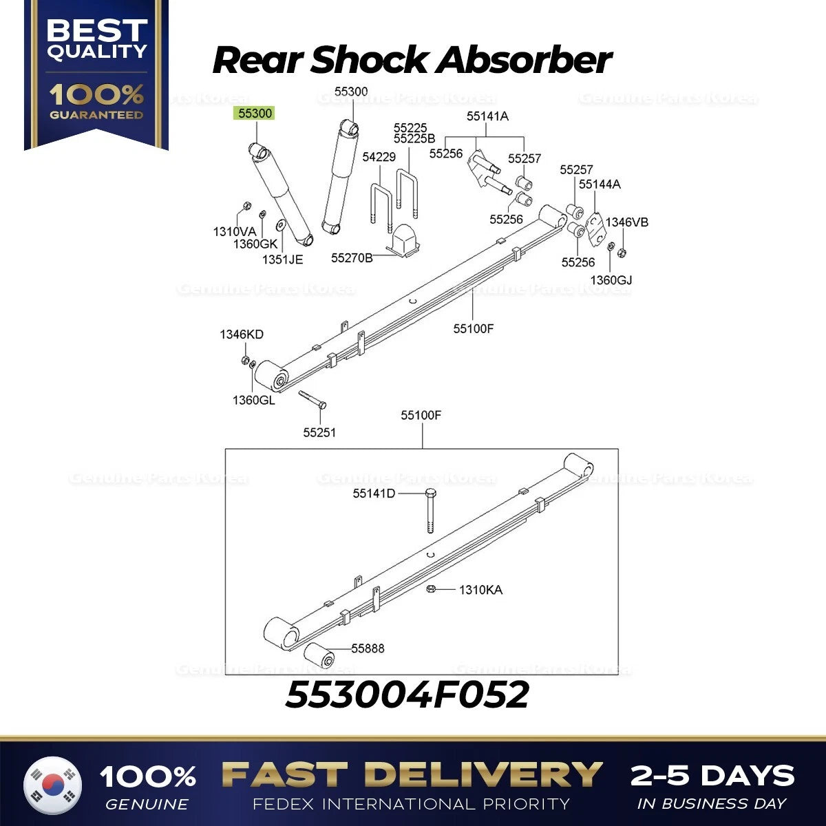 ⭐Genuine⭐ Rear Shock Absorber 553004F052 for Hyundai Porter II