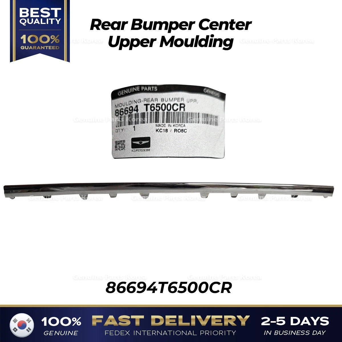 ⭐Genuine⭐ Rear Bumper Center Upper Moulding 86694T6500CR for Genesis GV80