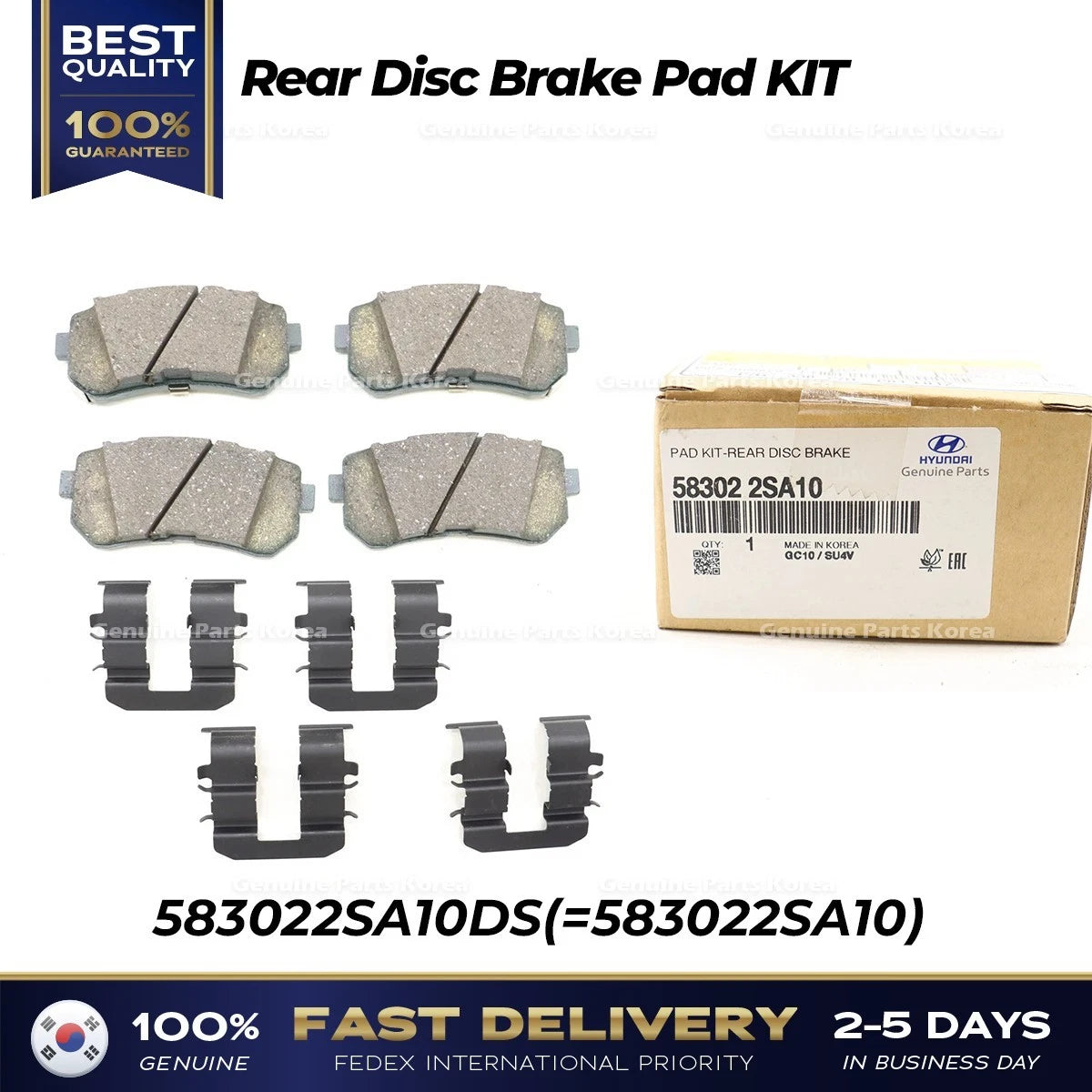⭐Genuine⭐ Rear Disc Brake Pad KIT 583022SA10DS for Hyundai Tucson Kia Sportage