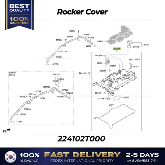 ⭐Genuine⭐ Rocker Cover 224102T000 for Hyundai Genesis GV80 GV70