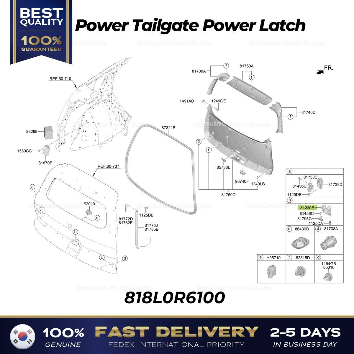⭐Genuine⭐ Power Tailgate Power Latch 818L0R6100 for Hyundai Santa Fe Hybrid