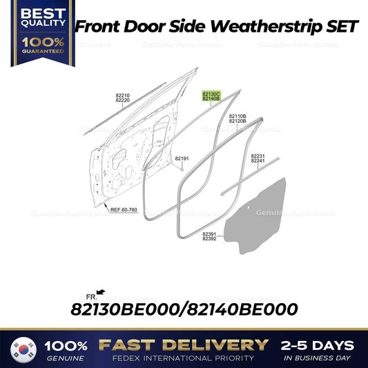 ⭐Genuine⭐ Front Door Side Weatherstrip SET 82130BE000 82140BE000 for Kona