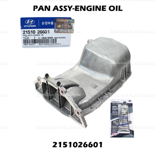 ⭐Genuine⭐ Engine Oil Pan W/ Silicone 2151026601 for Hyundai Accent Kia Rio 06-11