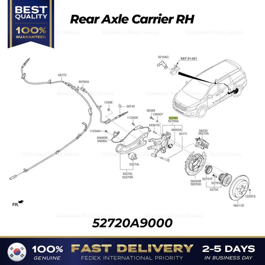 ⭐Genuine⭐ Rear Axle Carrier RH 52720A9000 for Kia Sedona