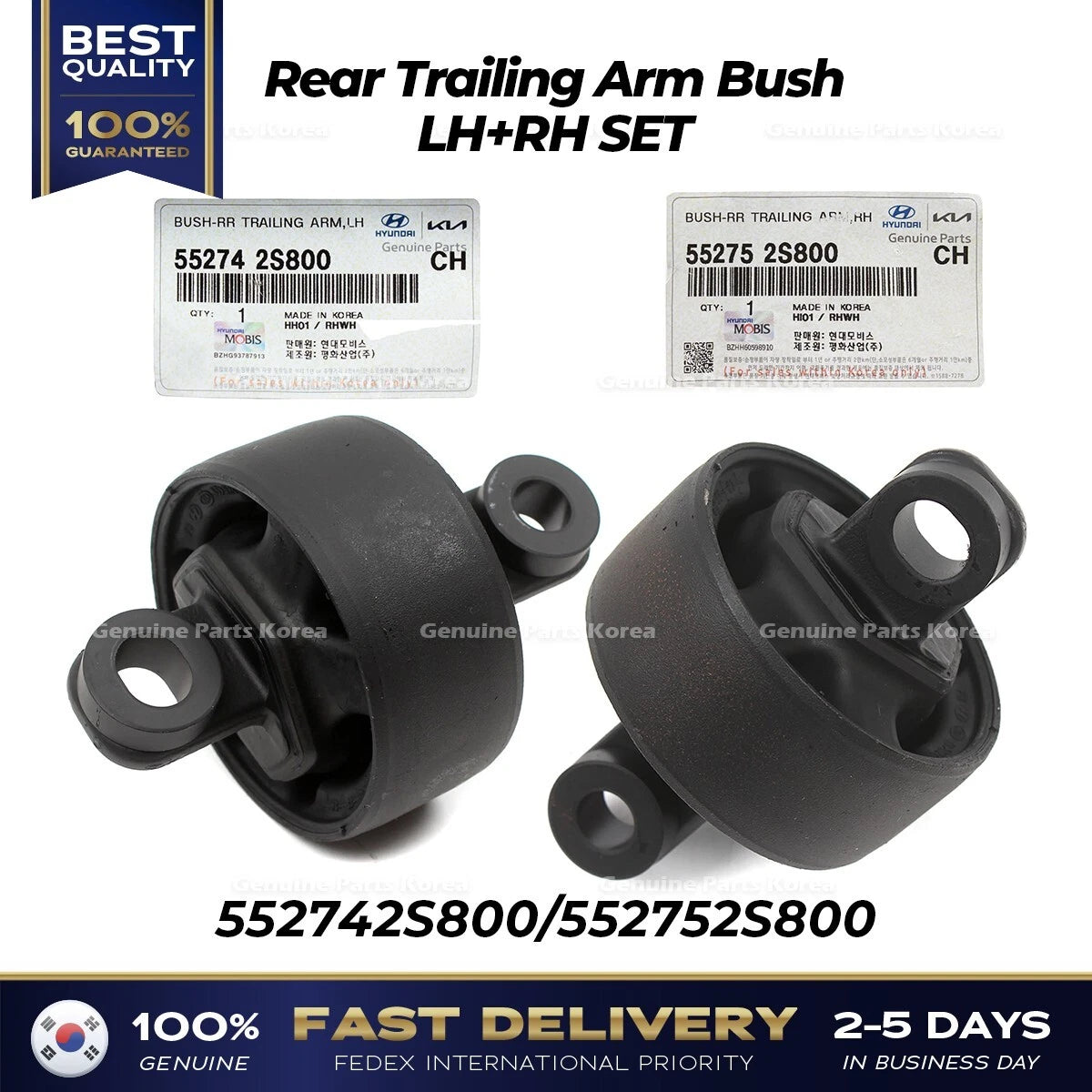 ⭐Genuine⭐ Rear Trailing Arm Bush LH RH SET for Hyundai Kia