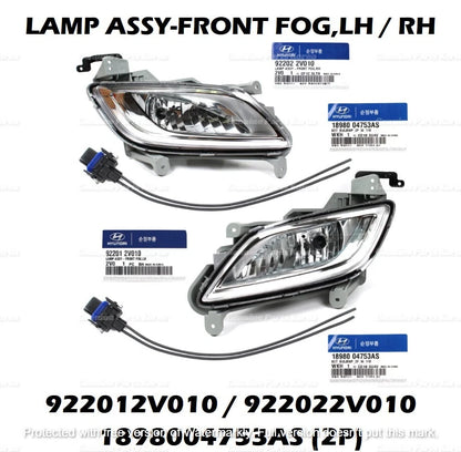 OEM Fog Light Assy & Connector LH & RH 1set for Hyundai Veloster 2012-2017
