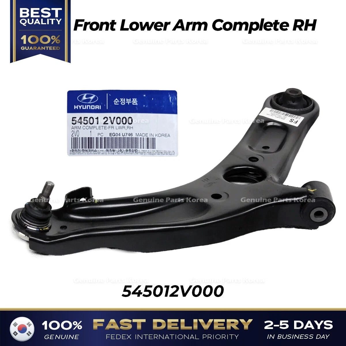 ⭐Genuine⭐ Front Lower Arm Complete RH 545012V000 for Hyundai Elantra Veloster