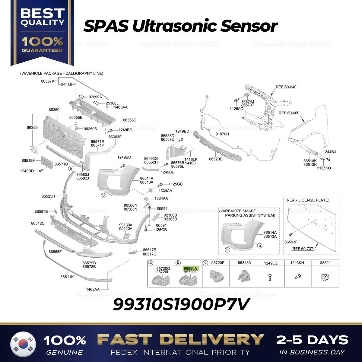 ⭐Genuine⭐ SPAS Ultrasonic Sensor 99310S1900P7V for Hyundai Palisade