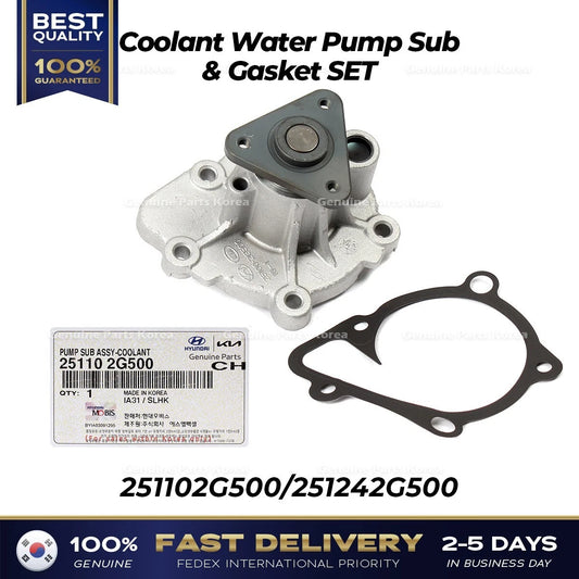 ⭐Genuine⭐ Coolant Water Pump Sub & Gasket SET for Hyundai Santa Fe Kia Sedona