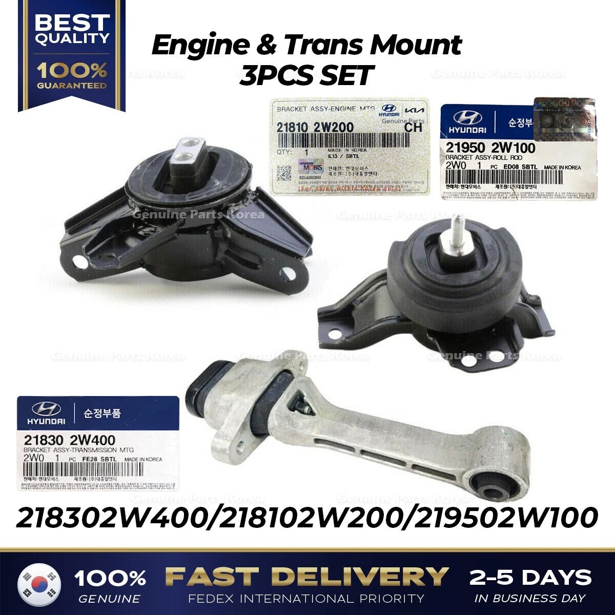 ⭐Genuine⭐ Engine & Trans Mount 3PCS SET for Hyundai Santa Fe