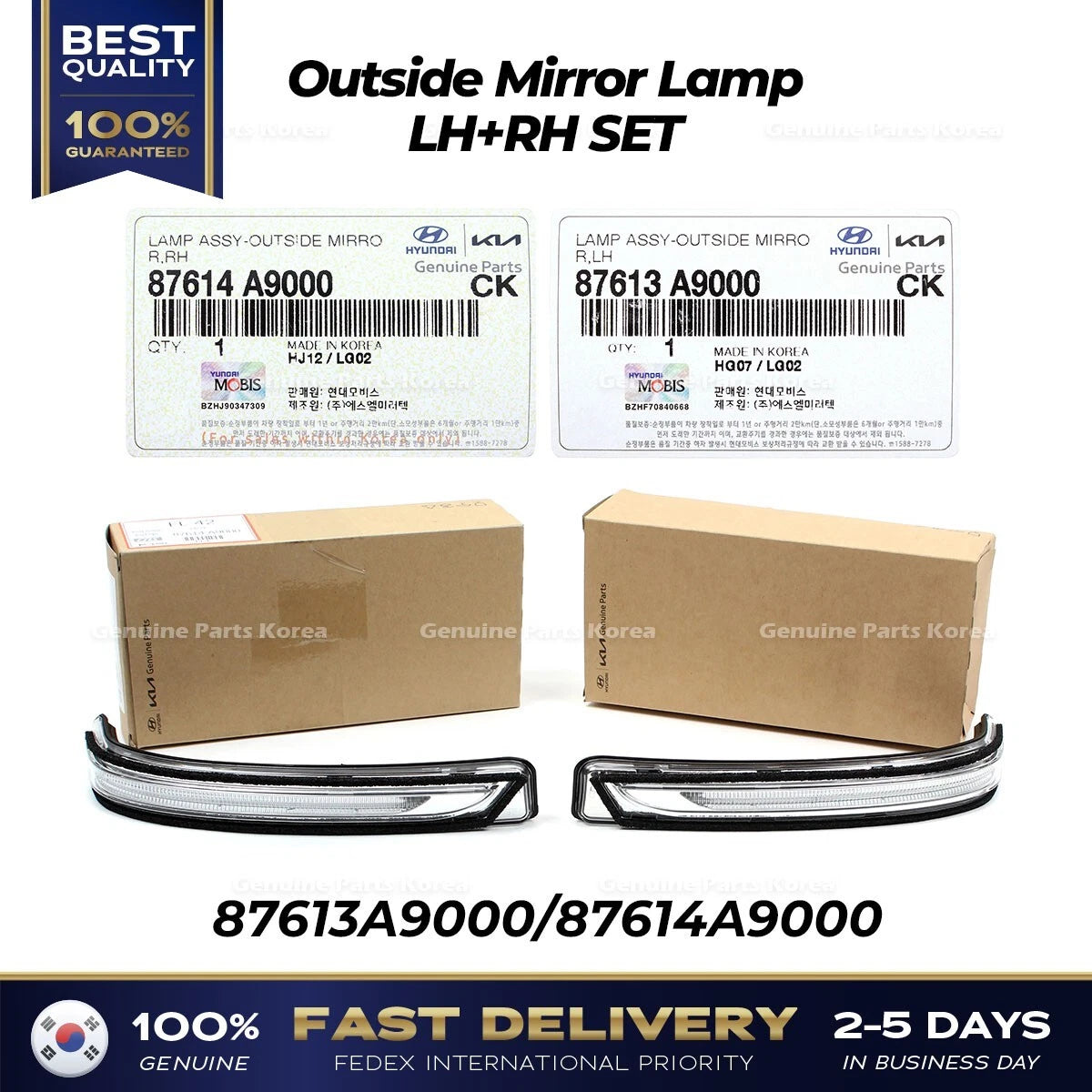 ⭐Genuine⭐ Outside Mirror Lamp LH RH SET 87613A9000 87614A9000 for Kia Sedona
