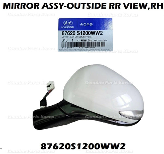 ⭐OEM⭐ Side Mirror Passenger RH White 87620S1200WW2 for Hyundai Santa Fe 19-22