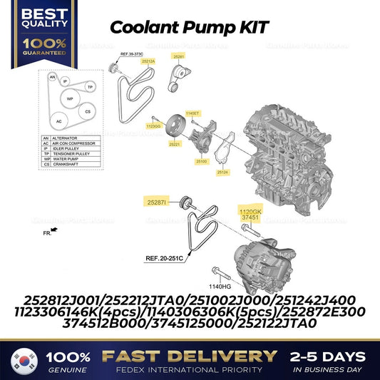 ⭐Genuine⭐ Coolant Pump KIT 251002J000 for Hyundai Sonata
