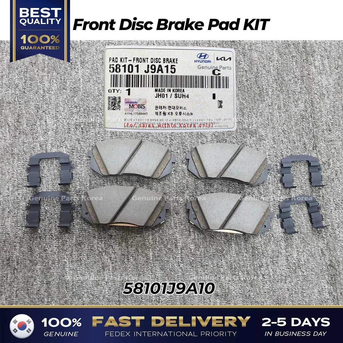 ⭐Genuine⭐ Front Disc Brake Pad KIT 58101J9A10 for Hyundai Kona Kia Seltos