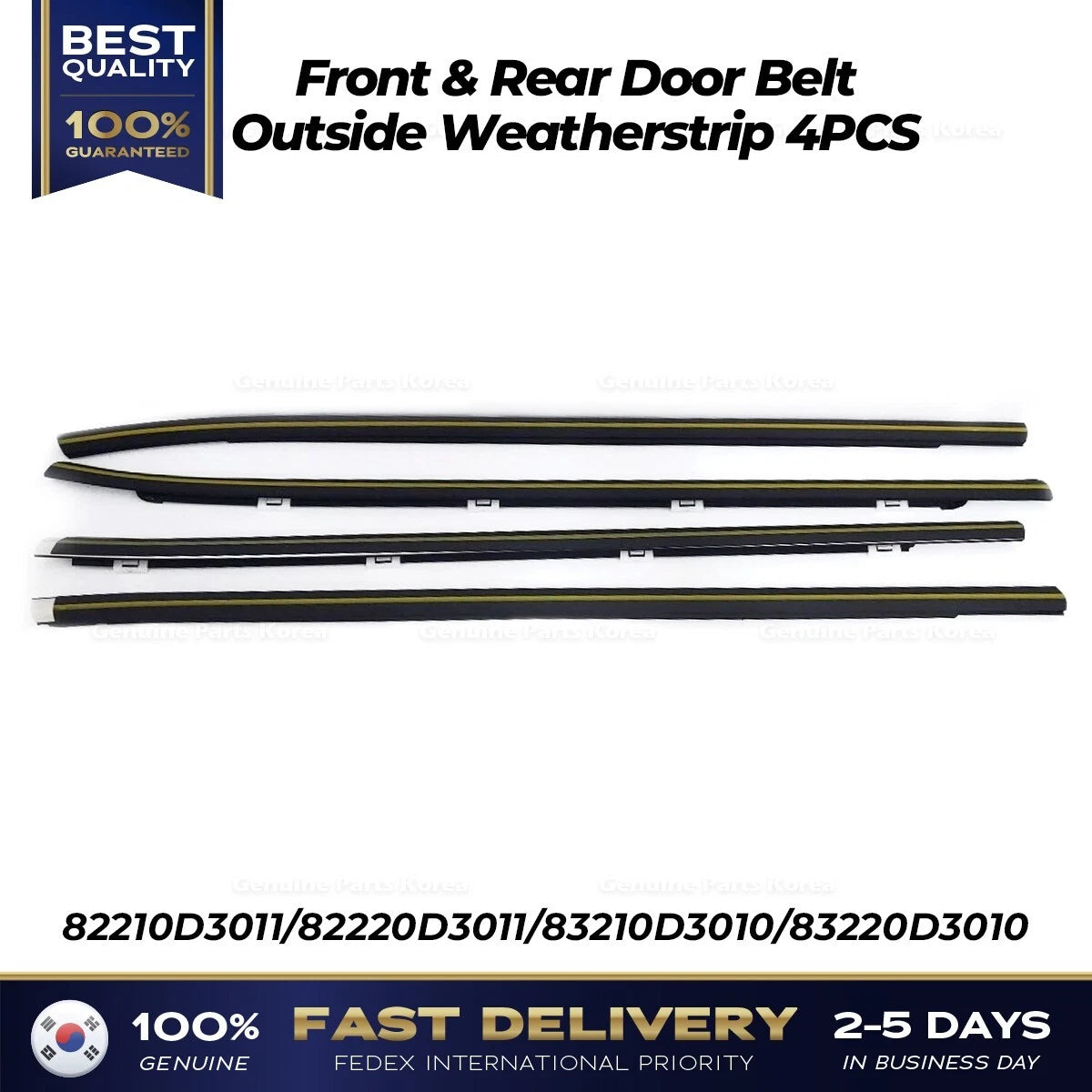 ⭐Genuine⭐ Front & Rear Door Belt Outside Weatherstrip 4PCS for Hyundai Tucson