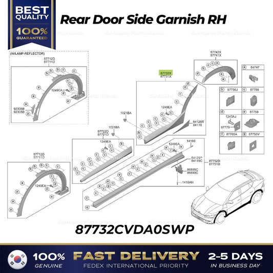 ⭐Genuine⭐ Rear Door Side Garnish RH 87732CVDA0SWP for Kia EV6
