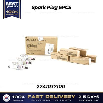 Genuine Spark Plug 6PCS 2741037100 for Hyundai Elantra Kia Amanti