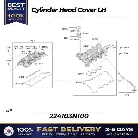 ⭐Genuine⭐ Cylinder Head Cover LH 224103N100 for Hyundai Genesis G80 G90