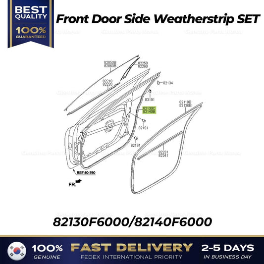 ⭐Genuine⭐ Front Door Side Weatherstrip SET 82130F6000 82140F6000 for Kia Cadenza