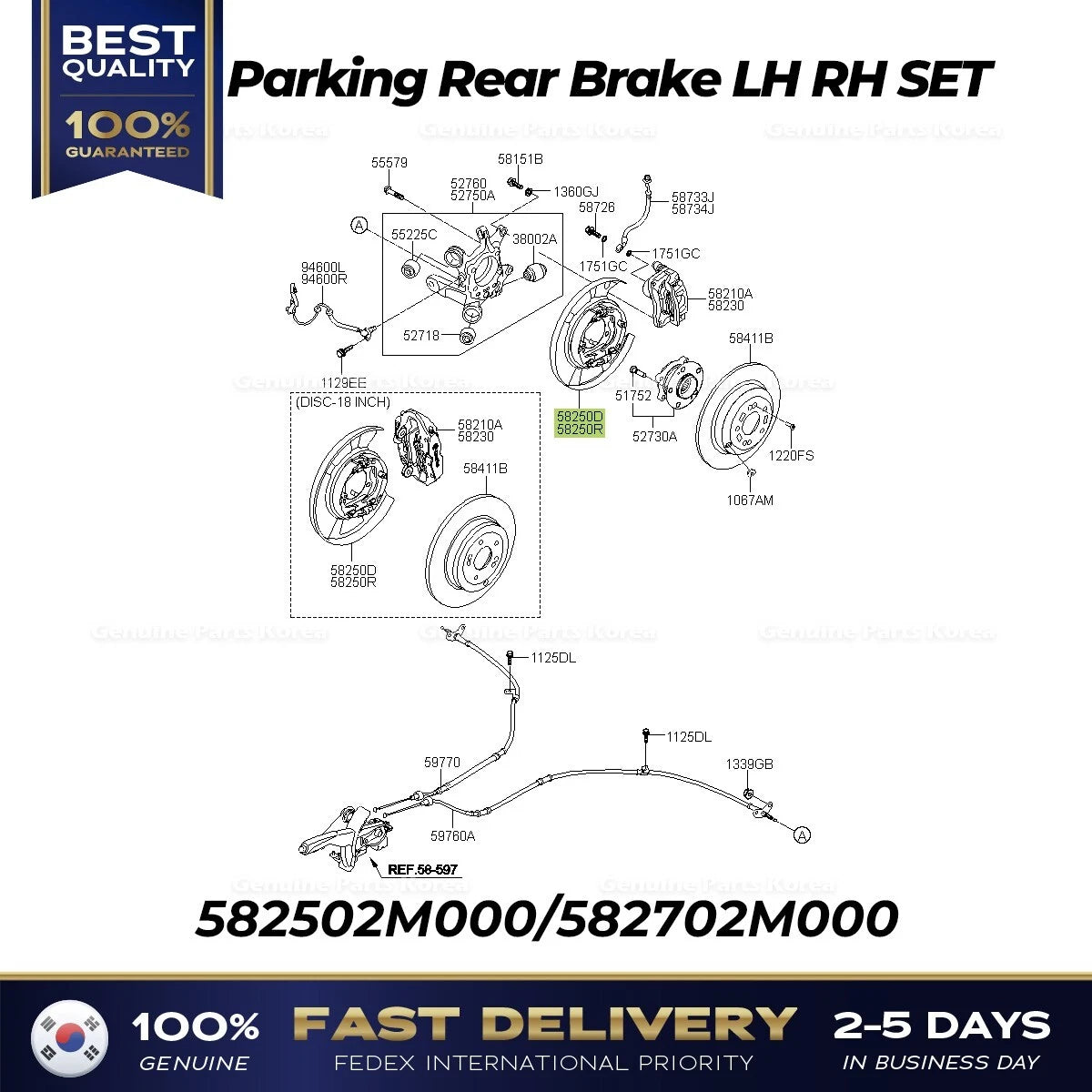 ⭐Genuine⭐ Parking Rear Brake LH RH SET for Hyundai Genesis Coupe