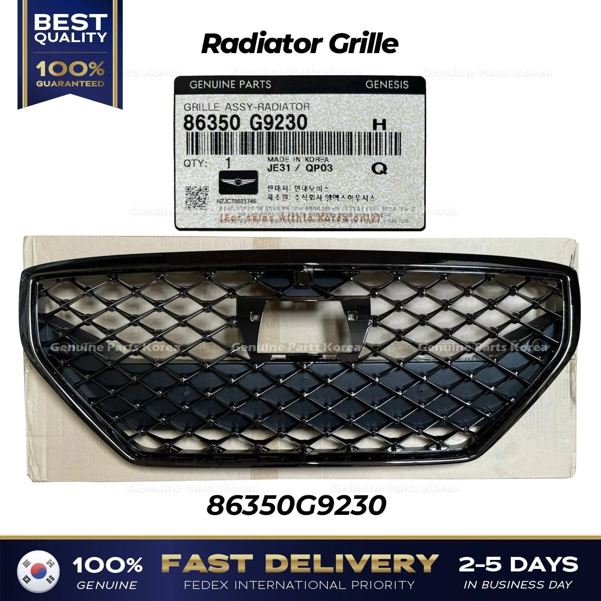 ⭐Genuine⭐ Radiator Grille 86350G9230 for Hyundai Genesis G70