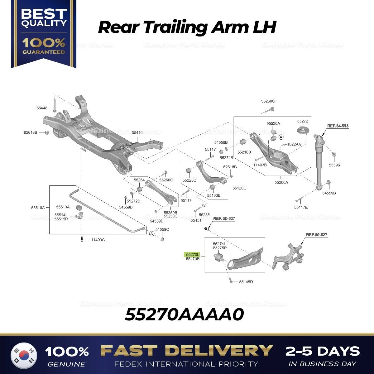 ⭐Genuine⭐ Rear Trailing Arm LH 55270AAAA0 for Hyundai Elantra