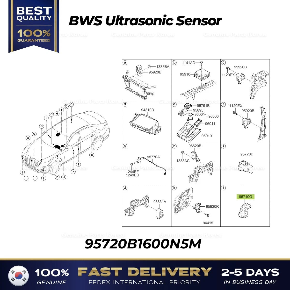 ⭐Genuine⭐ BWS Ultrasonic Sensor 95720B1600N5M for Hyundai Genesis G80