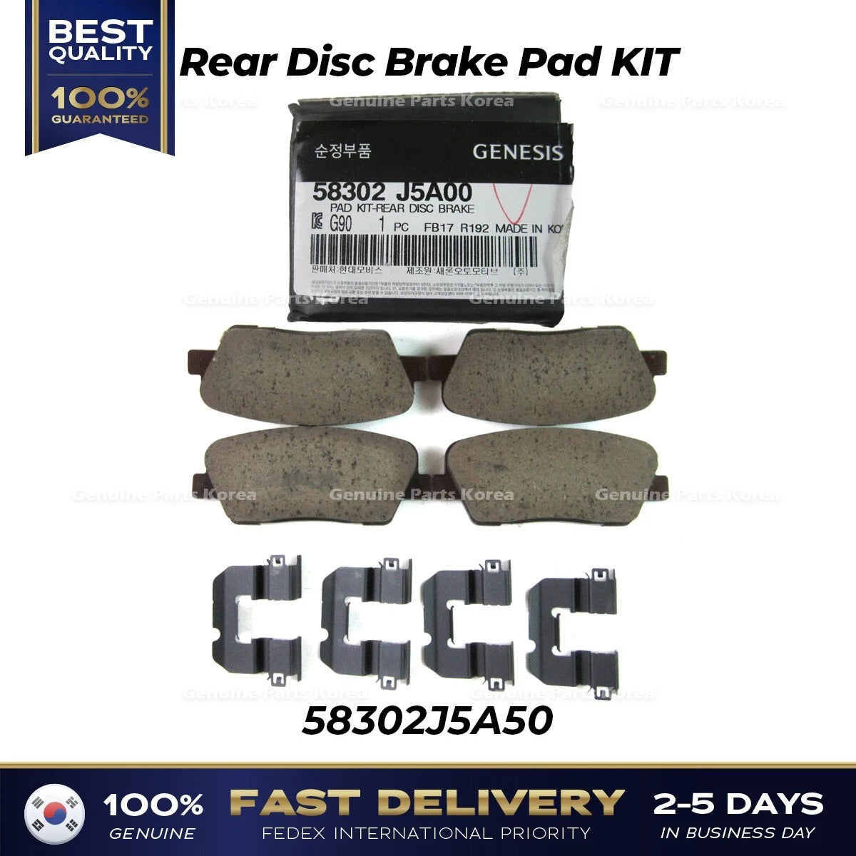 ⭐Genuine⭐ Rear Disc Brake Pad KIT 58302J5A50 for Hyundai Genesis G70 Kia Stinger
