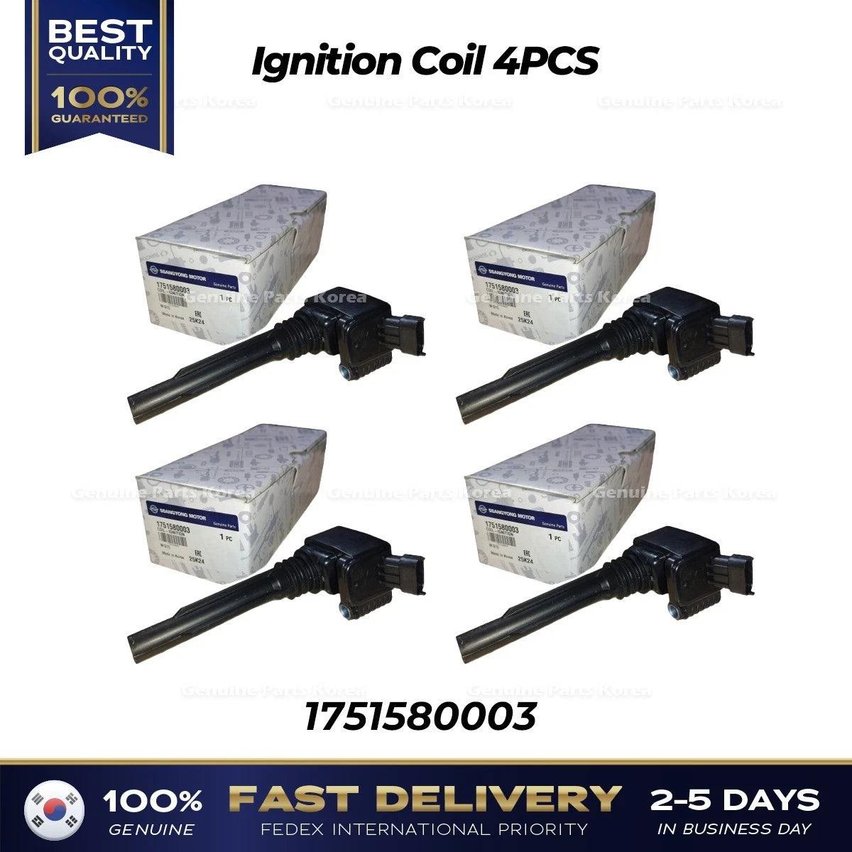 Genuine Ignition Coil 4PCS 1751580003 for Ssangyong Tivoli