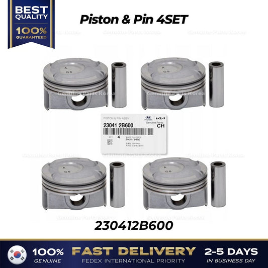 ⭐Genuine⭐ Piston & Pin 4SET 230412B600 for Hyundai Accent Veloster Kia Rio