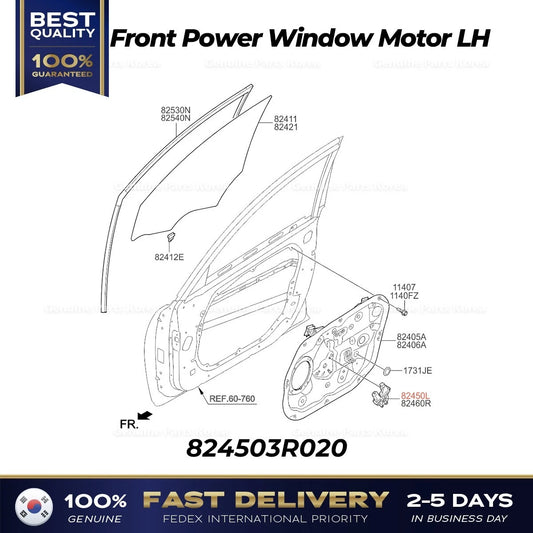 Genuine Front Power Window Motor LH 824503R020 for Kia Cadenza