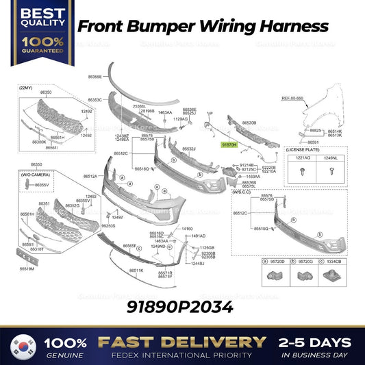 ⭐Genuine⭐ Front Bumper Wiring Harness 91890P2034 for Kia Sorento