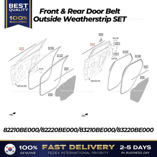 ⭐Genuine⭐ Front & Rear Door Belt Outside Weatherstrip SET for Hyundai Kona