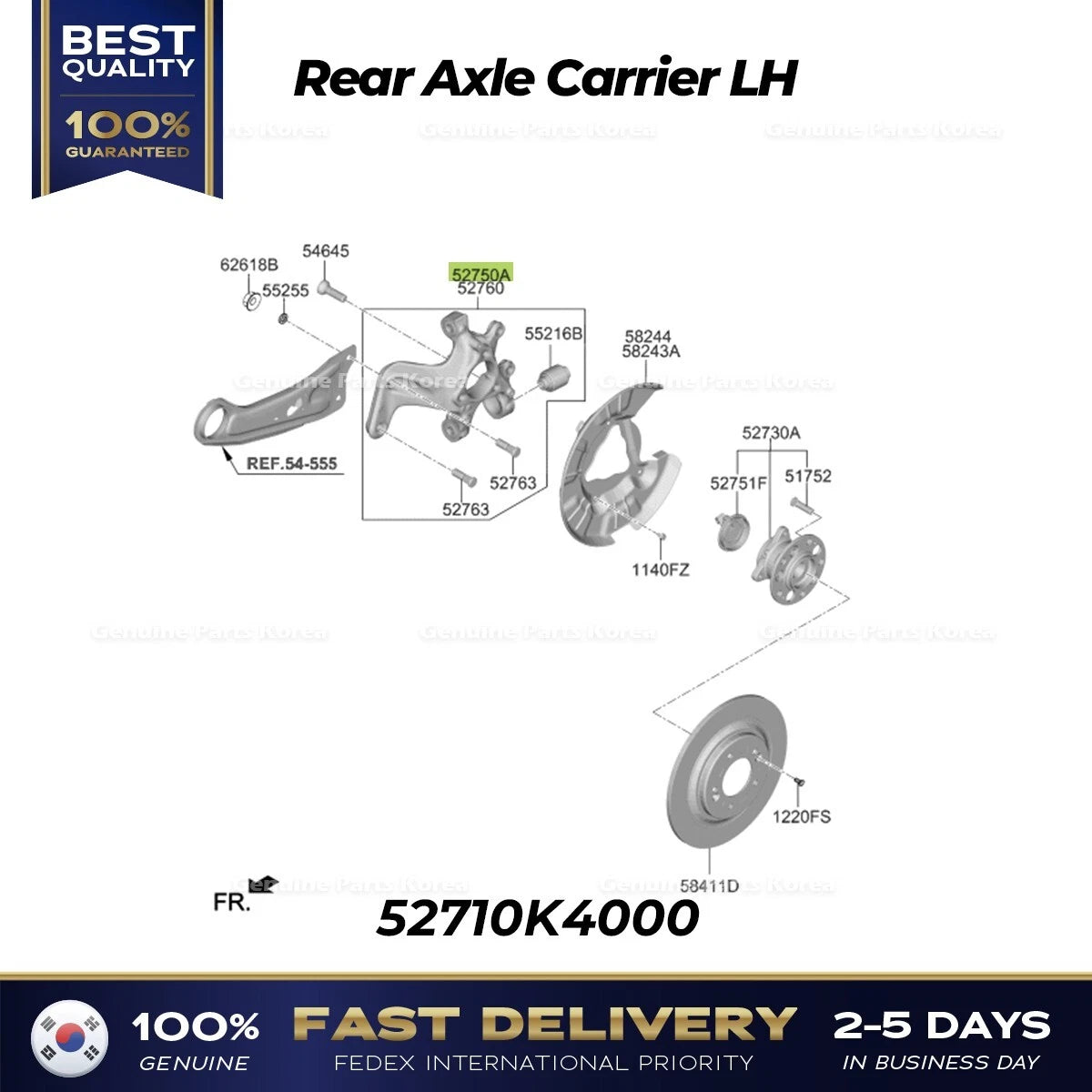⭐Genuine⭐ Rear Axle Carrier LH 52710K4000 for Hyundai Kona Electric Kia Niro EV