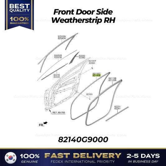 ⭐Genuine⭐ Front Door Side Weatherstrip RH 82140G9000 for Hyundai Genesis G70